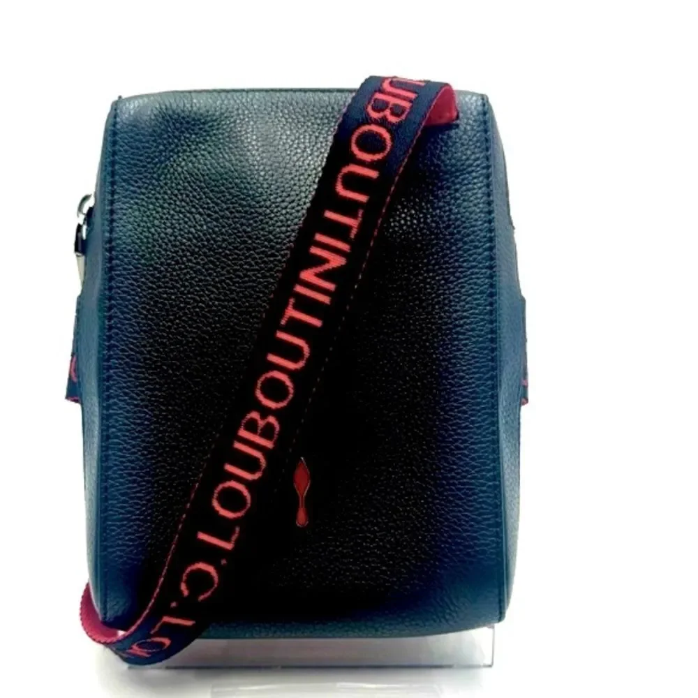 Auth Christian Louboutin Black Leather Benech Reporter Bag Preloved Purse Mint